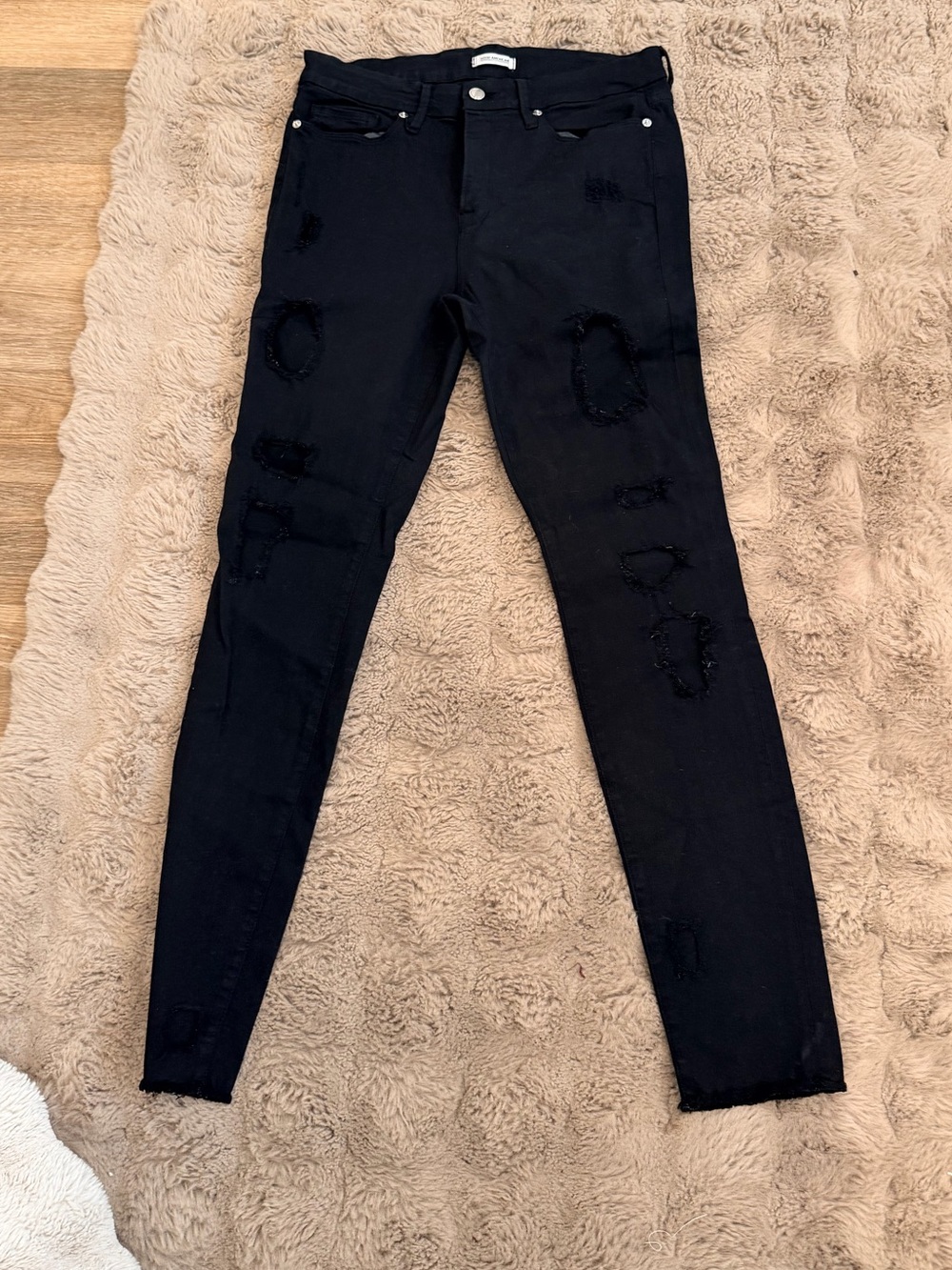 Good American Black Distressed Skinny Jeans